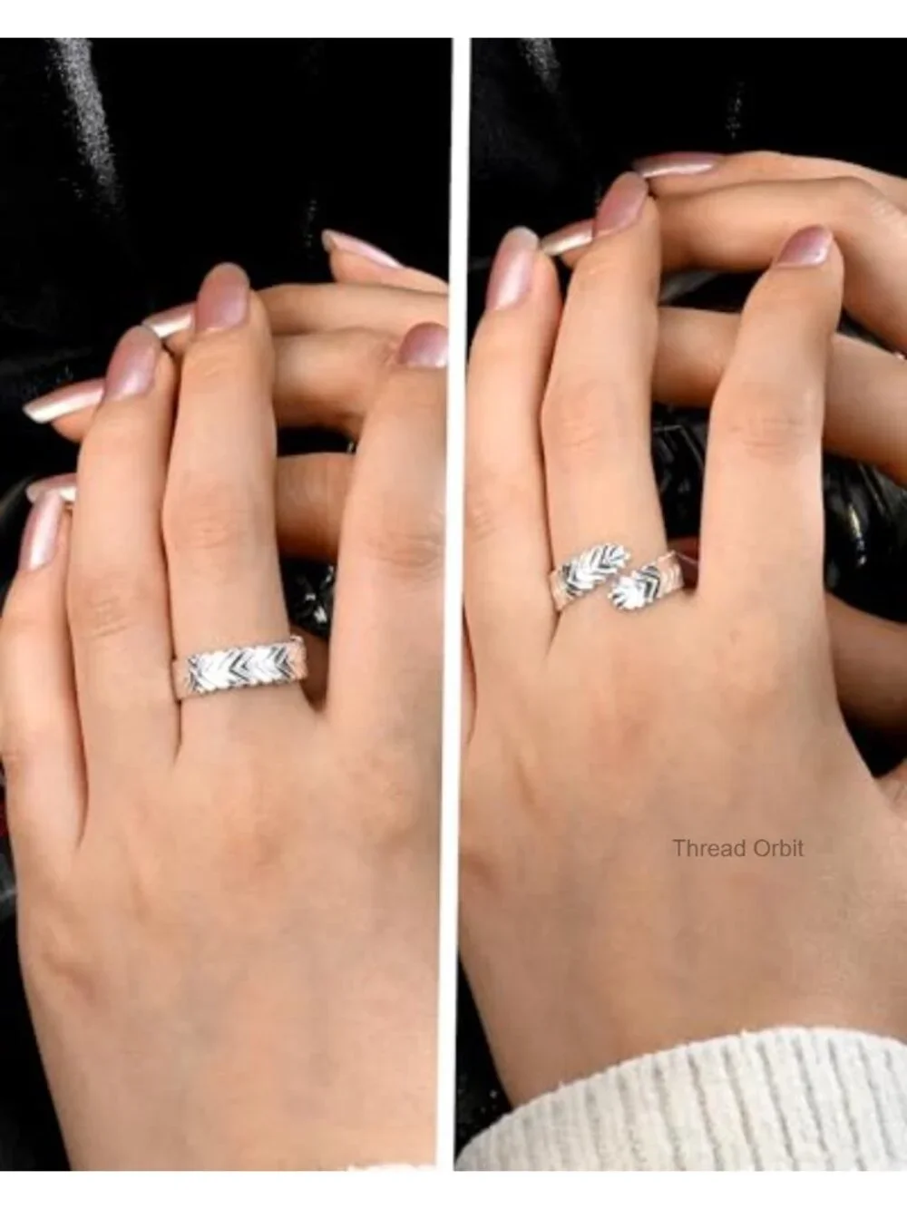 925 Silver Feather Thumb Open Ring Minimalist Statement Chunky Adjustable Ring